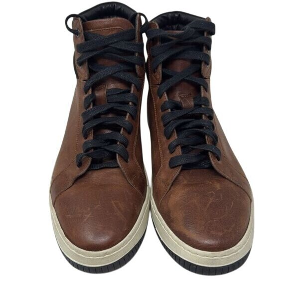 FRYE Wythe Leather High-Top Sneakers, men’s 8M, cognac color - Picture 3 of 14